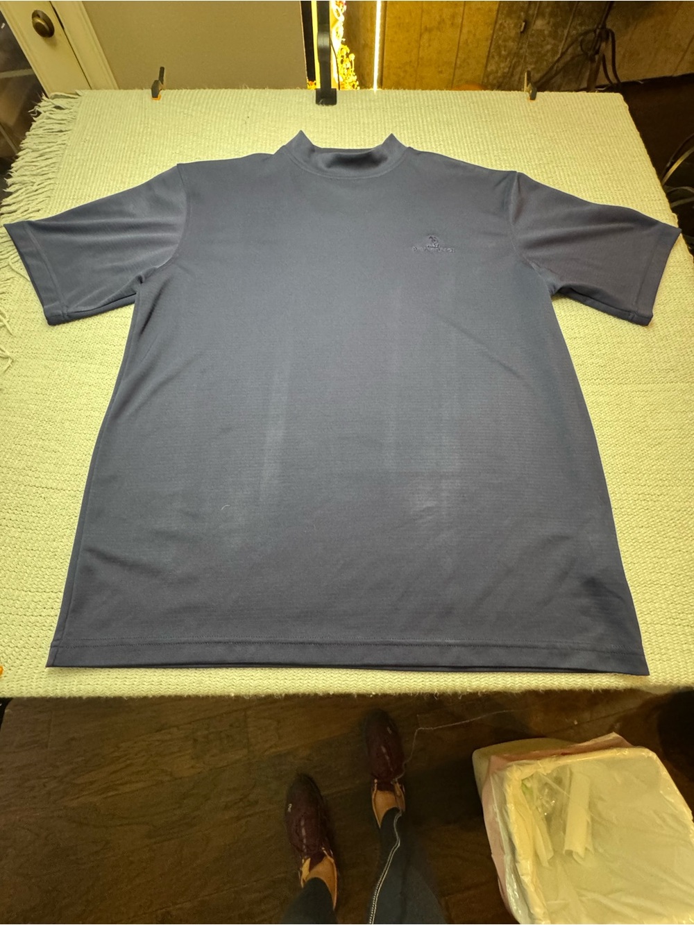 Pebble Beach Men's Short Sleeve Mock Neck Shirt - Navy Blue